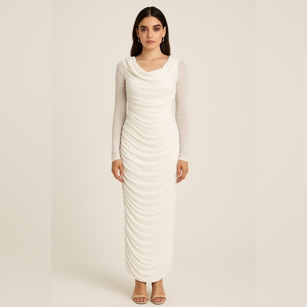 LoveShackFancy White Ruched Long Sleeve Dress | Perfect for Brides & Special Occ